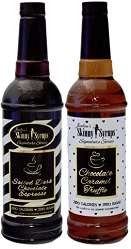 Jordans Skinny Syrups Sugar Free Signature Series 2 Pack - Salted Dark Chocolate Espresso and Chocolate Caramel Truffle - Gluten Free - Keto - Kosher - Made in the USA â€¦