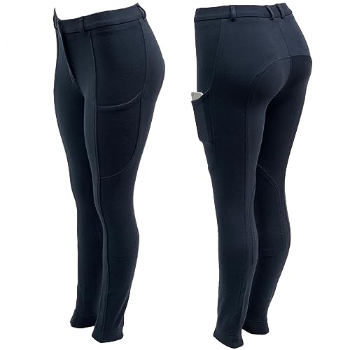 Autumnn Equestrian Jodhpurs Ladies Navy Jodphurs with Two Phone Pockets Horse Riding Breeches (Waist 30'' (UK 12))