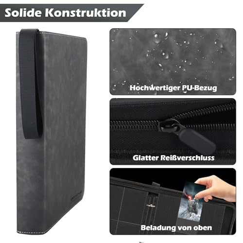 Trading Card Album, 540 Cards Scrapbook with Zip, 30 Pages Portable Waterproof Cards Book Large Compatible with Sports Cards - Image 4