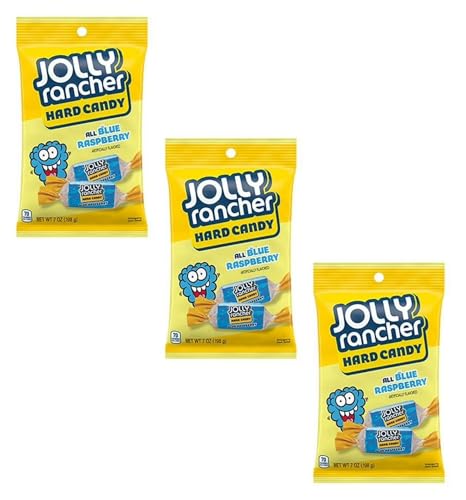 Jolly Rancher Blue Raspberry - Pack of 3 Bags - 7 oz Bags - Perfect for Sharing with Others - Sweet Treat Anywhere and Anytime