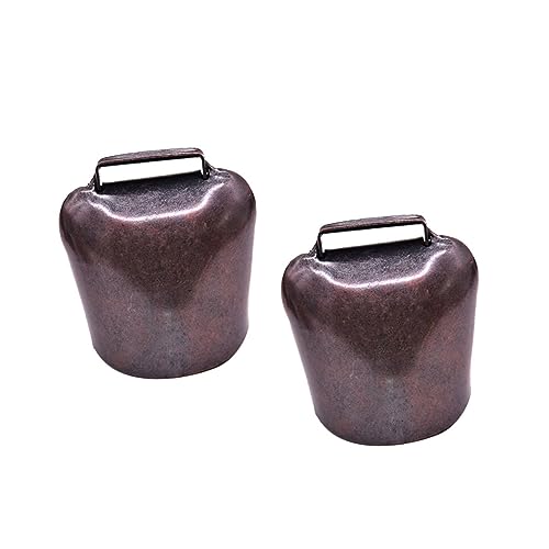 GARIOUANS Campanella Piccola Spessa in Ferro Bronzo Rosso 2 Pezzi per Pecore e Mucche, Accessori Decorativi da Appendere, Suono Nitido per Allevamento e Prevenzione Smarrimento