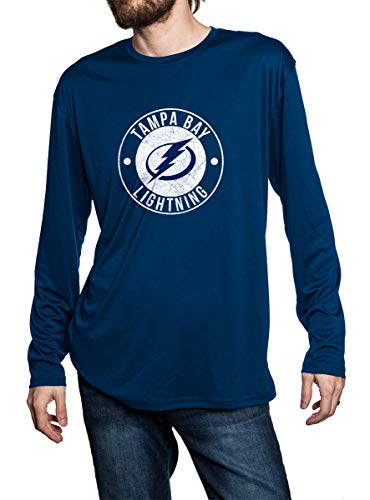 NHL Mens Loose Fit Performance Rashguard Wicking Long Sleeve Shirt (Large, Tampa Bay Lightning)