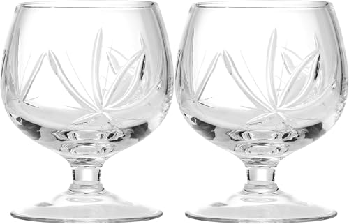 HOMEHUT Elegant and Modern Russian Cut Crystal Brandy Glass Set for Hosting Parties and Events - Set of 2, 10oz Brandy Glass, 300ml
