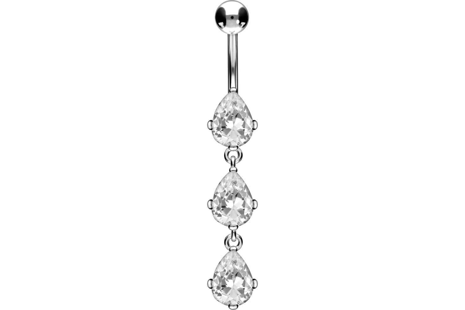 PIERCINGLINE piercing ombligo titanio | 3 gotas de cristal de plata 925 | Piercing Bananabell Plátano | selección de color