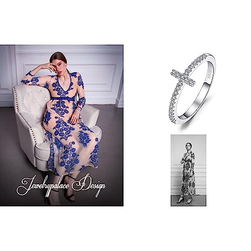 Image of JewelryPalace 14k White Yellow Rose Gold Plated 925 Sterling Silver Rings for Women, Cubic Zirconia Promise Rings for Her, Stackable Wedding Bands Rings for Women Infinity Forever Love Knot Ring