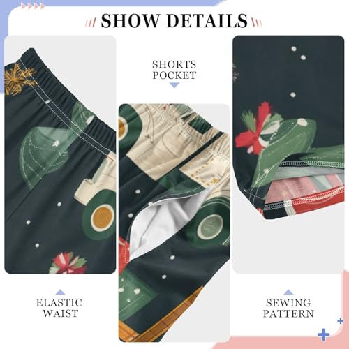 ZZXXB Xmas Tree Trucks Boys Long Pants Soft Trousers Elastic Waist Kids Lounge Bottoms with Pockets S-XL4