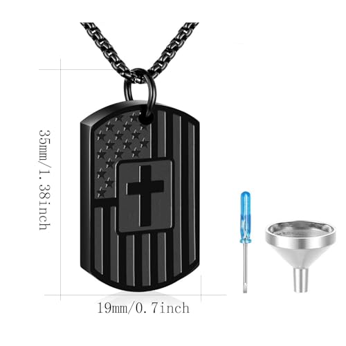 Cremation Cross Necklaces for Ashes for Men American Flag Cross Urn Necklace Pendant Ashes Holder Keepsake Memorial Ash Jewelry2