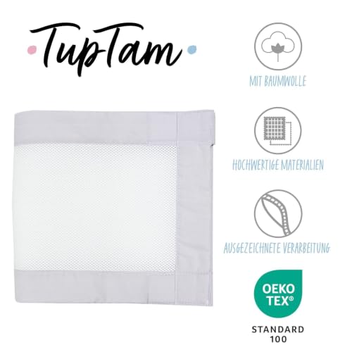 TupTam Babybett Nestchen 3D Mesh – Schutznetz 2er-Pack, Weiß/Grau, ca. 128 x 30 cm (für Babybett 140x70) – Ansicht 2
