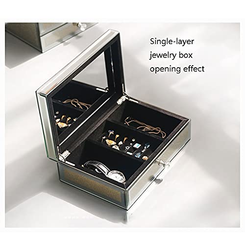 Boîte de rangement de bijoux et cosmétiques avec miroir et compartiments