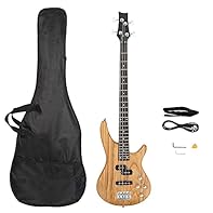 ♫【STABLE QUALITY & GREAT FEELING】- The body of the electric bass guitar is made of high-quality basswood that features solidity, it also provides the perfect timbre for whatever you play. The ergonomic cut surface and comfortable contour provides a f...