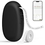 SUPVAN E10 Etikettendrucker mit wasserdichte Etiketten selbstklebend (15 mm x 6 m), tragbares Etikettiergerät Bluetooth geeignet für das Home-School-Büro, schwarz