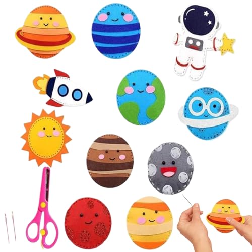 Nicedeal Kids Sewing Kit,11Pcs Sewing Kits for Kids 8-12, Felt Solar System Kids Sewing Kit, Educational Beginners Space Sewing Kit for Kids of All Ages, Sewing Kit for Kids 4-7