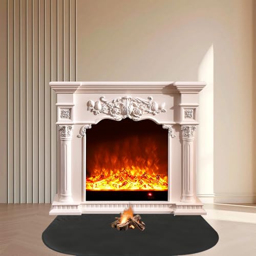 CLIUNT Alfombra Ignifuga Semiredonda, 50 x 80 cm Alfombrilla Ignifuga, Estera ignífuga para Chimenea, Alfombrilla para Fogatas Resistente al Calor hasta 1000 °C, Esterilla ignífuga para Chimenea