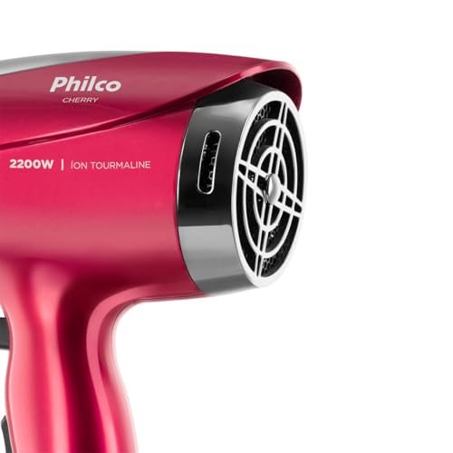 Secador de Cabelos Philco Vermelho Cherry Tourmaline Íon 2200W 220V