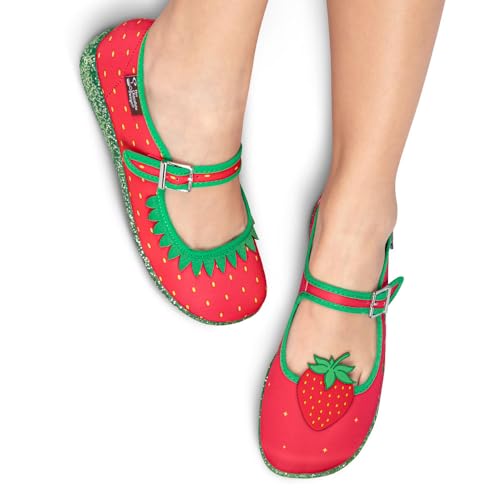 Image of Hot Chocolate Design Women's Mary Jane Flat Shoes - Mary Jane Flat Dress Shoes with Non-Marking Rubber Sole Adjustable Buckle-Strap, Adjustable Buckle-Strap and Cushioned Inner Sole with Arch Support