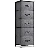 Sorbus Nightstand with 5 Drawers - Bedside Furniture & Night Stand End Table Dresser with Steel Frame, Wood Top, Easy Pull Fabric Bins for Home, Bedroom Accessories, Office & Dorm