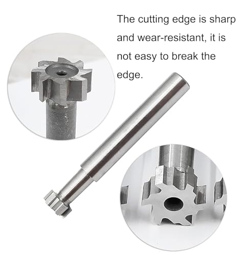 Image of NACX HSS-AL T Slot End Mill Woodruff Keyway Cutter, 16mm Cutting Diameter 8mm Depth 62mm Overall Length, High Speed Steel T-Slot Milling Cutter for Metalworking