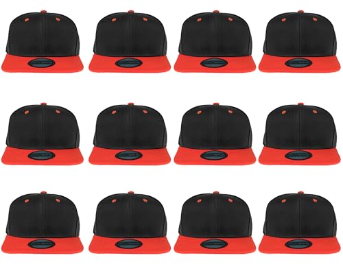 Image of Gelante Plain Blank Flat Brim Adjustable Snapback Baseball Caps Wholesale LOT 12 Pack