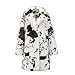 GRAN ORIENTE Luxury 2-in-1 Reversible Faux Fur Mink & Suede Trench Coat for Women,Winter Warm Leopard Print Long Coats with Belt GK142A-White-XL