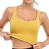RUNNING GIRL Workout Crop Top for Women, Seamless Thick Strap Yoga Ribbed Tank Tops Longline Sports Bra(BX2756_Yellow_S)