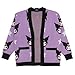 Kuromi Stars All-Over Print Women's Purple Long Sleeve Cardigan-XL