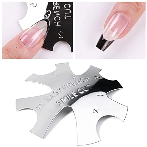 French Cutter For Nails, Lokyango 3Pcs French Tip Cutter Edge Trimmer Easy Smile Line Acrylic V Cut Nail With 2Pcs Brush, 1Pcs Cutting Knife, 5 Spare Blades 7 Piece Set (A) #TOP4
