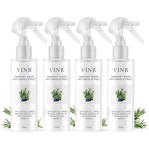 Image of VINR Rosemary Hair Spray for Hair Growth & Thickness | Infused With Vitis Vinifera | Enriched with Rice Water & Rosemary Water & Mint Scalp Strengthening | Hair Mist | Controls Hairfall, Adds Softness Pack of 4 (400 ml)