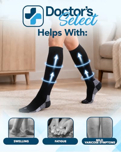 Image of Doctor's Select Bamboo Viscose Light Compression Socks for Women & Men - 3 Pairs, 8-15 mmHg Compression Socks, Knee High