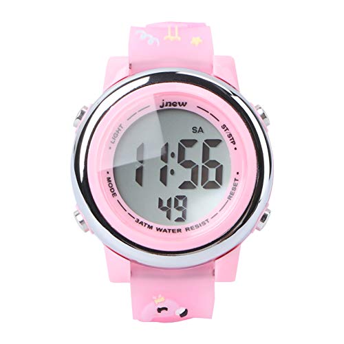 ibasenice Relógio de LED 3D luminoso para meninas, relógio digital rosa, esportivo, impermeável, rel