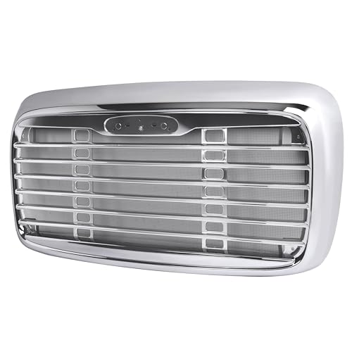 ALMULOO Grille Compatible with 2000-2008 Freightliner Columbia W/Bug Screen Silvery Black Front Bumper Grill Chrome+Electrophoresis Replacement for A1715251002 A1715251003 2425202 by ALMULOO - Image 2
