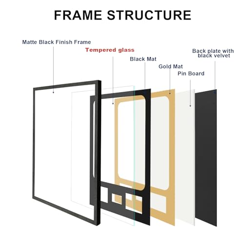 Image of Jersey Frame Display Case with Picture Slots & Tempered Real Glass | Jersey Frame Display Case, with Picture Slots & Tempered Real Glass, Signature for Shirt Uniform, Two 4x6 Photos, Black