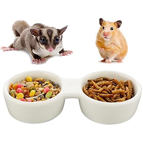 Hamster Keramik Futternapf Doppelgitter-Design Anti-Turning Futter- und Wasserschale für Hamster Igel Zucker Glider Streifenhörnchen Rennmäuse Nagetier Cover