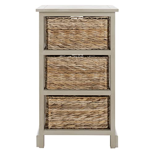 Safavieh American Homes Collection Halle Distressed Black 3 Wicker Basket Storage Side Table #TOP4