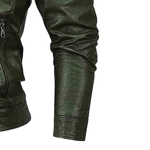 Chaqueta bomber de cuero para hombre color sólido miniatura 4