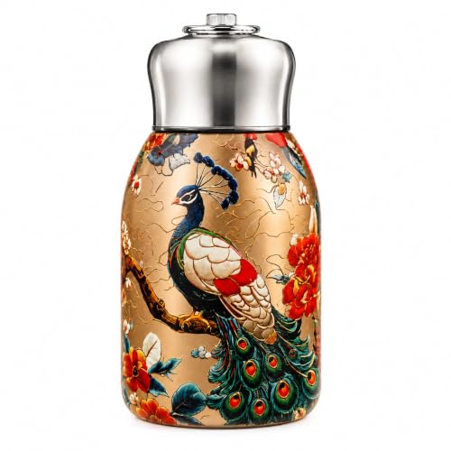 Image of 316 Stainless Steel Water Bottle, Hot & Cold water bottle, Peacock Design | 300ml