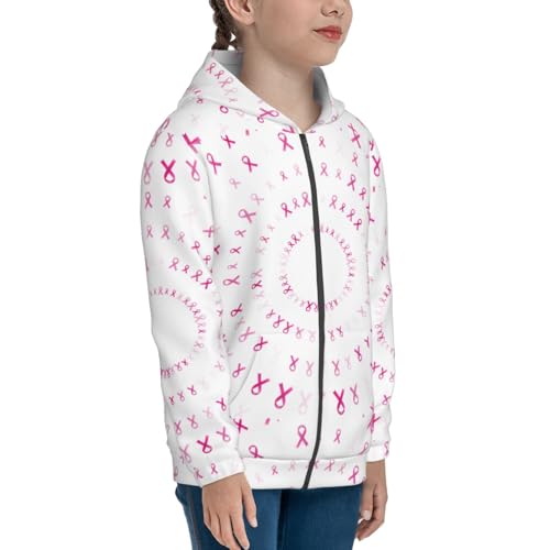 Breast Cancer Awareness (4) Kids Pullover Hoodies Boys Zip Up Sweatshirts Girls Athletic Clothes with Pocket4