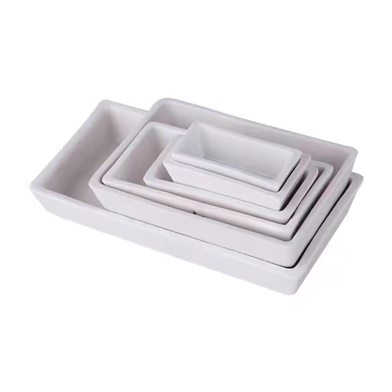 5Pcs Lab Ceramic Crucibles - High-Temperature Sample Holders for Tube Muffle Furnaces(Square 60x30mm)