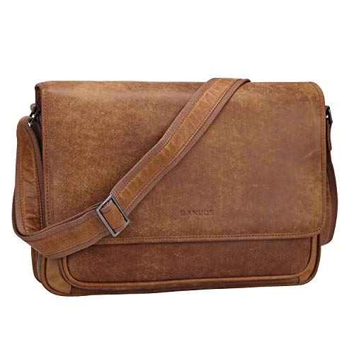 Banuce Mens Italian Leather Messenger Bags Shoulder Laptop Crossbody Briefcase