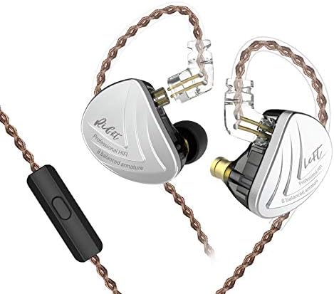 KZ AS16 16 Units Earbuds Balanced Armature Headphones Noise Reduction Extra Bass Sports in Ear Earphone (with Mic, Black)