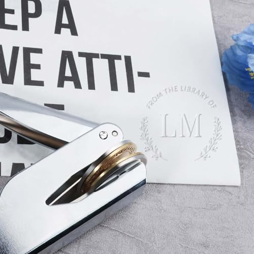 Initial Book Embosser for Wedding, Diaries & Journals Gifts, Embosser Stamp with Storage Box & 10pcs Gold Stickers, Silver Embosser Tool for Book Lovers(LM) by ａｓｕｔｏｎｇａ - Used condition - Image 4