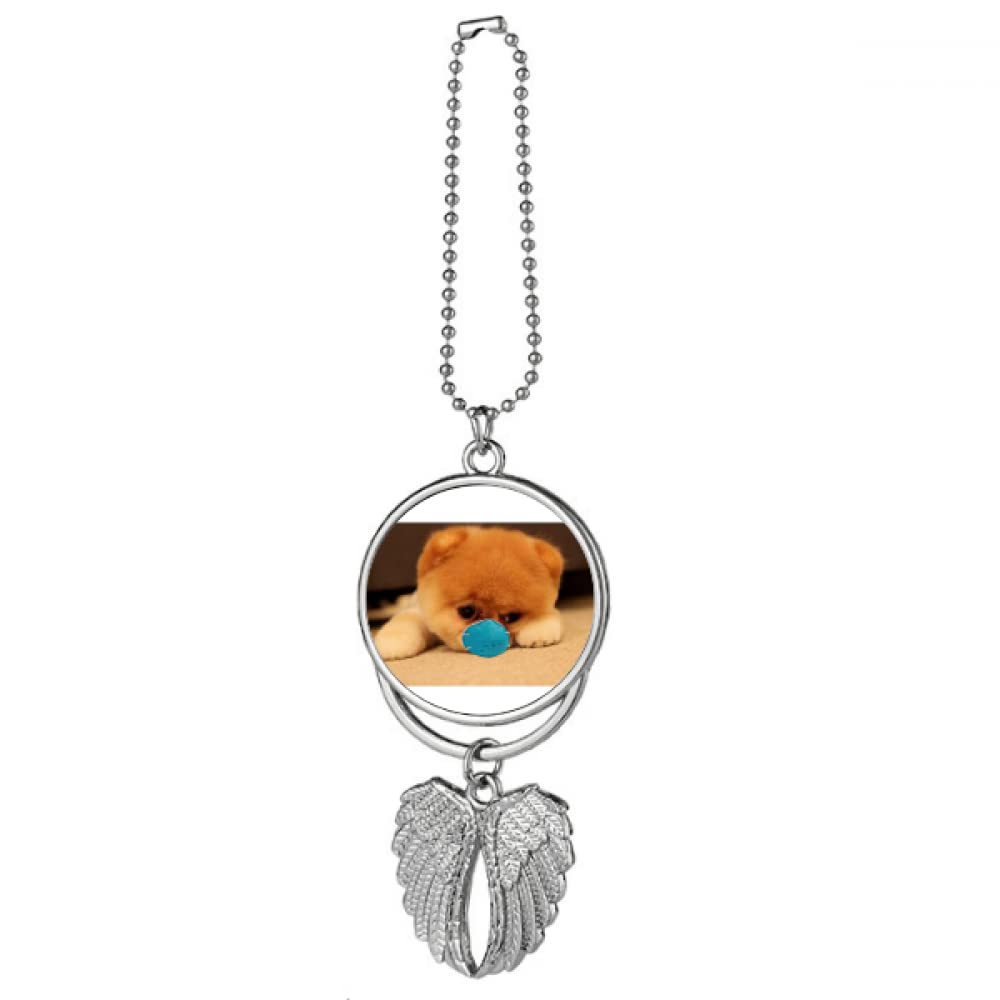 N/A Lazy Head Lovely Pet Dog Expression Silver Wing Car Pendant Decoration