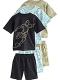 NEXT Jungen Pyjamas mit Shorts aus 100% Baumwolle, 3er-Pack Blue/Black/Green Football 152