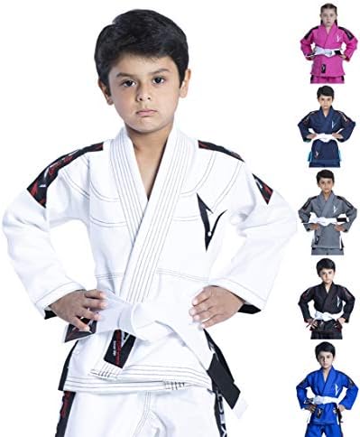 Brazilian BJJ Gi Jiu Jitsu Gi for Child Kids Gi Uniform Durable Pant & Jacket 100% Cotton with Free Belt