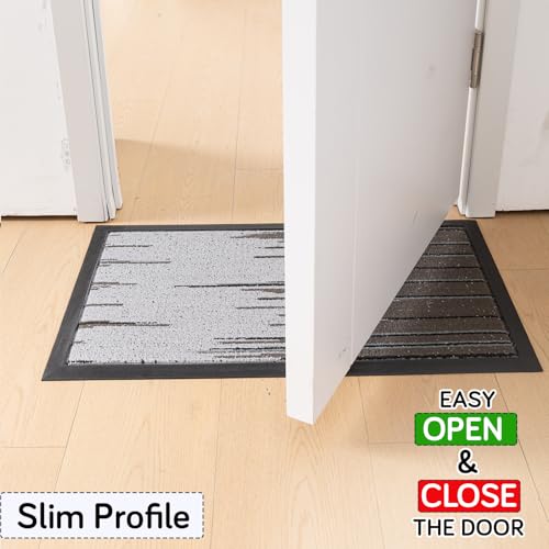 Image of HOKIPO Anti-Slip Rubber Backing Welcome Door Mat for Home - Big Size Entrance Mat, 75x45 cm, Grey Bars (AR-6501)