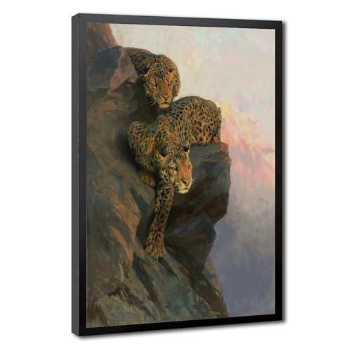 Impression sur toile Léopards Arthur Wardle décoration murale salon 61x91 cm