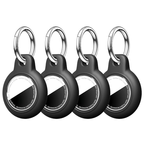 Criyar [4 Pack] Waterproof Case for AirTag (2nd & 1st Gen) with Full Wrap Design, Protective Hard PC Cover for Air Tagholder Keychain, Anti-Scratch Tracker Holder for GPS Finder, Luggage, Keys, Black