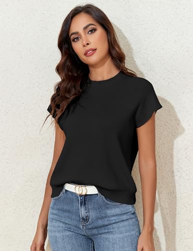 kayamiya Women's Crew Neck Summer Sweater Tank Tops Cap Sleeve Knit Tops Casual Tank Tops Loose Fit4