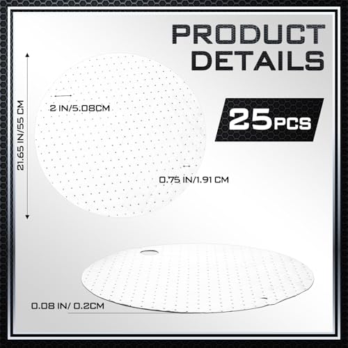 Image of Frienda 25 Pcs Drum Top Oil Absorbent Pads for 55 Gallon Drums Barrel Absorbent Pads Mat 22 inch Diameter Lid Oil Mat with Bungs 0.75 inch and 2 inch Diameter(White)
