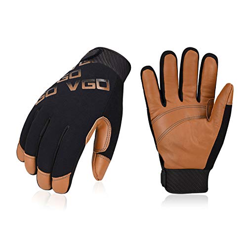 Vgo 1-Pair 4℉ or above 3M Thinsulate C100 Winter Warm Waterproof Light Duty Mechanic Glove, High Dexterity, Anti-abrasion, Rigger Glove (Size S, Brown, GA9603)