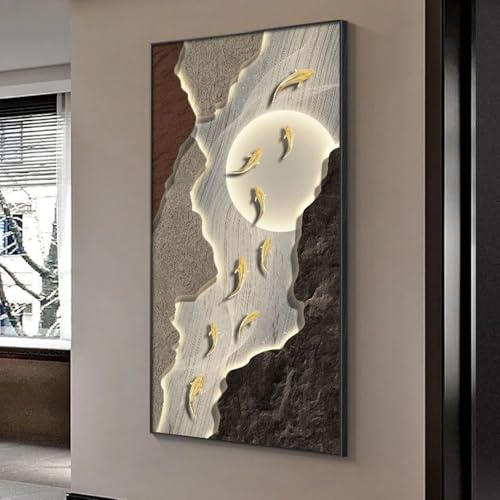 Poster de poissons dorés MAIMANG 55x110cm sur toile sans cadre pour décoration moderne